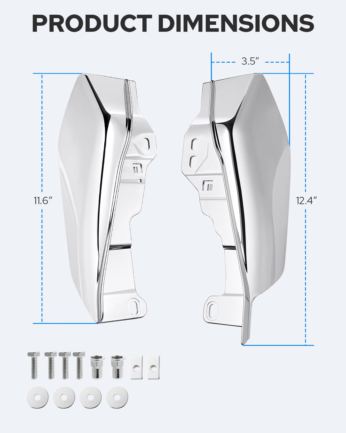 Benlari chrome mid-frame air deflectors enhance the bike silhouette