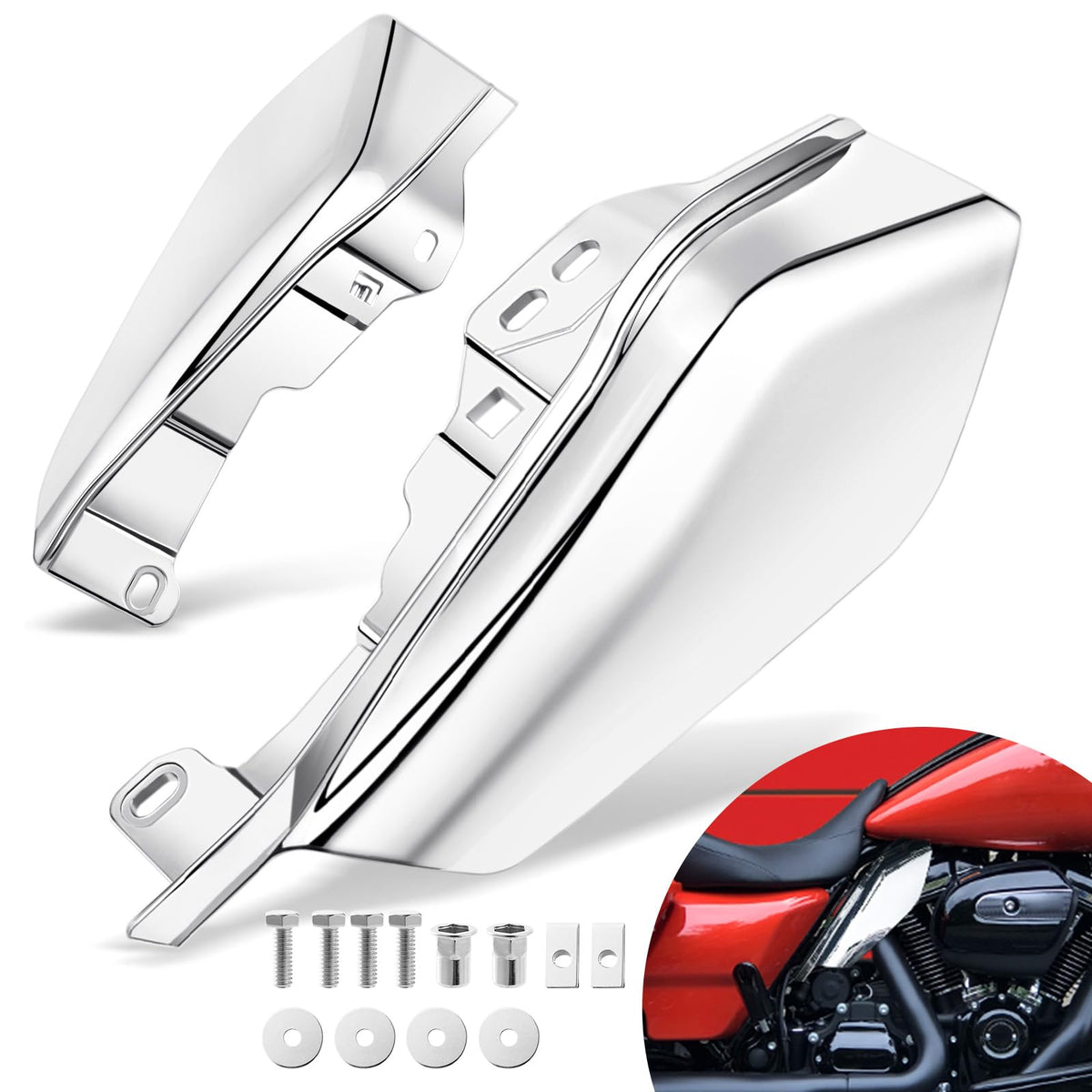 Benlari chrome mid-frame air deflectors heat shield — front view for cooler thighs on hot days