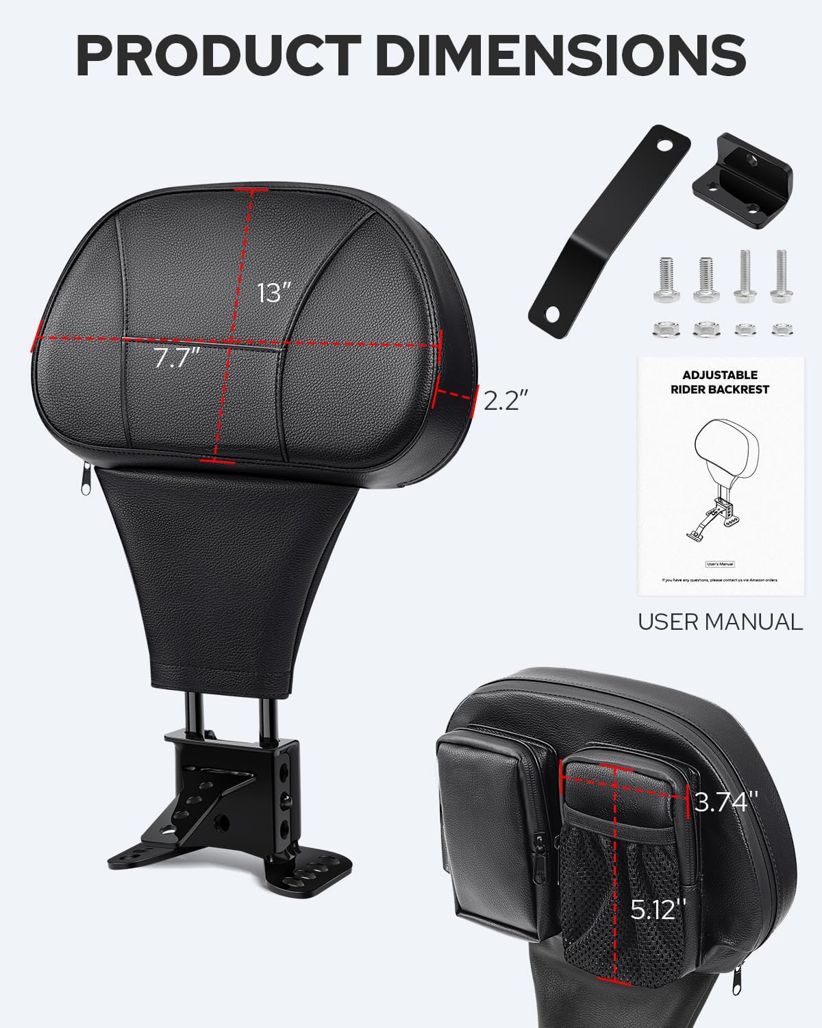 Benlari backrest mounted on Harley for secure fit
