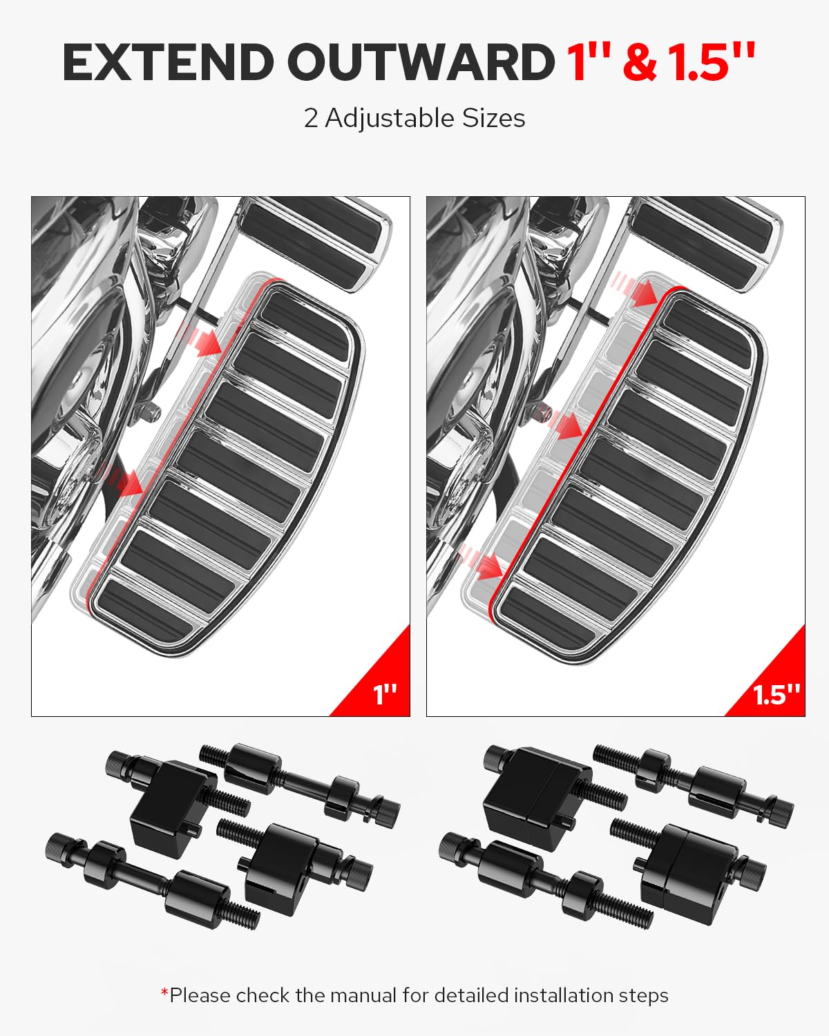 Benlari driver floorboard extensions 15inch right broaden stance for relaxed knees