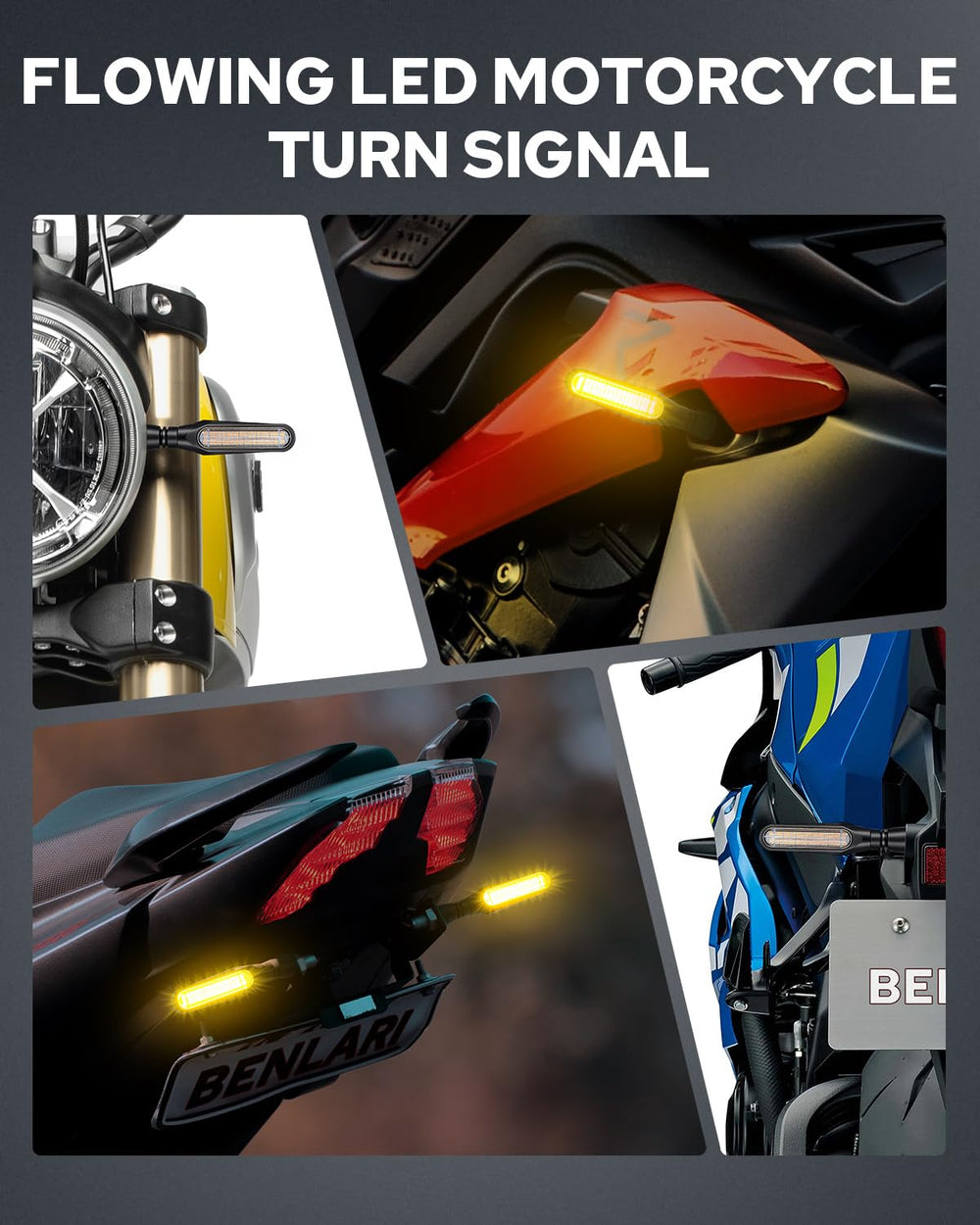 Benlari flowing LED turn signal with installation hardware for easy DIY mounting