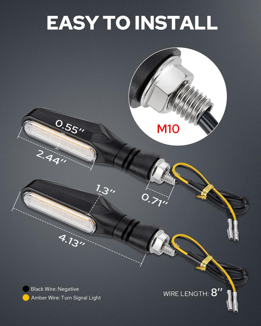 Benlari flowing LED turn signal waterproof housing demonstrating IP67 protection