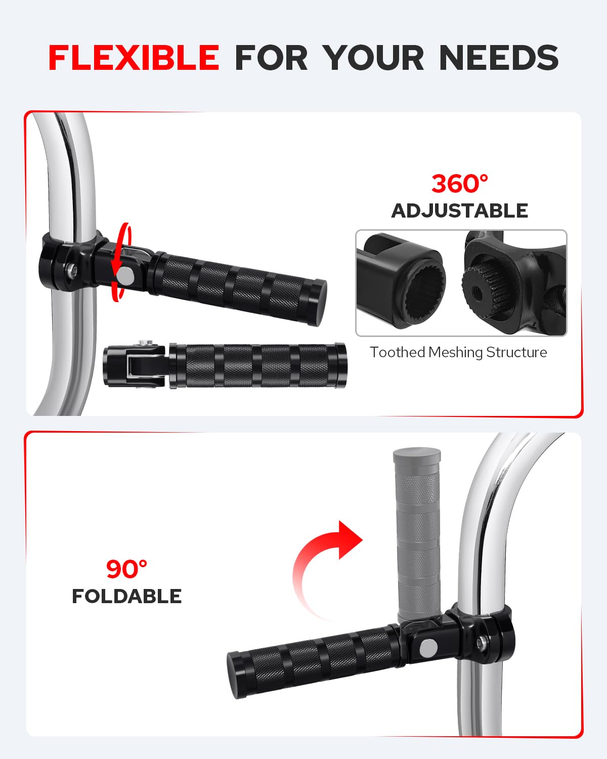 Benlari highway footpegs 360-degree adjustable for optimal rider angle