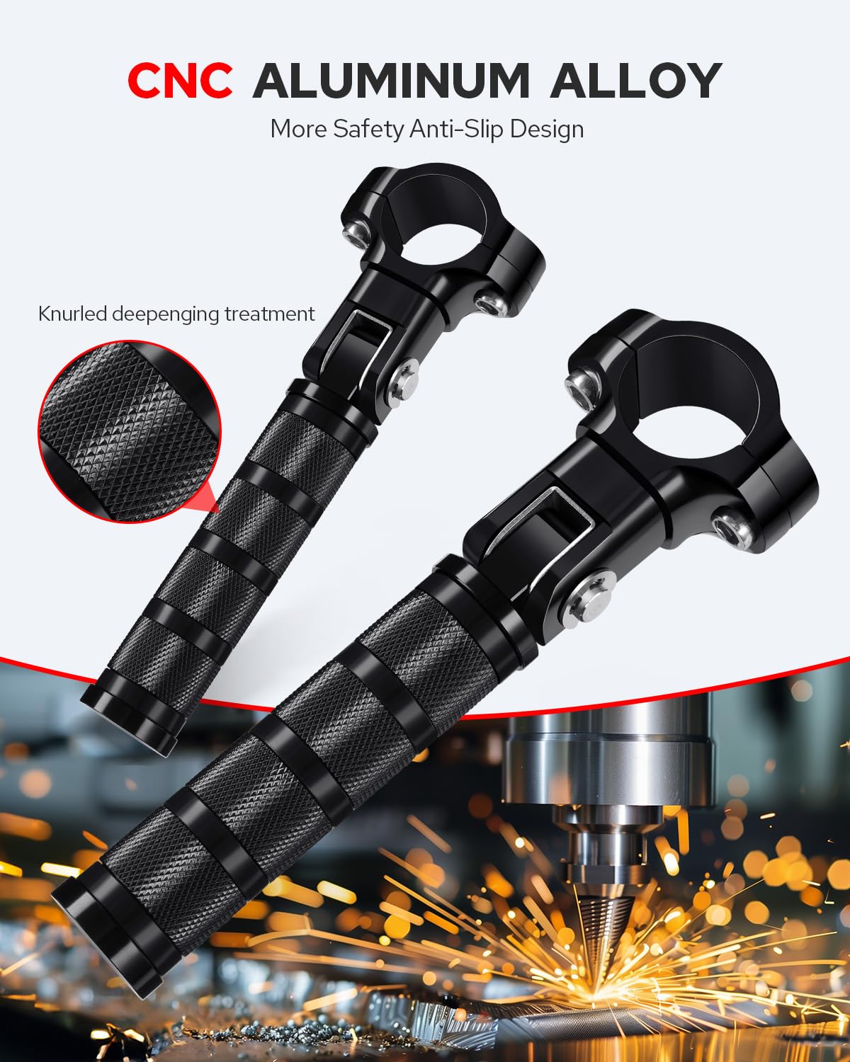 Benlari highway footpegs fold up to 90 degrees for easy storage