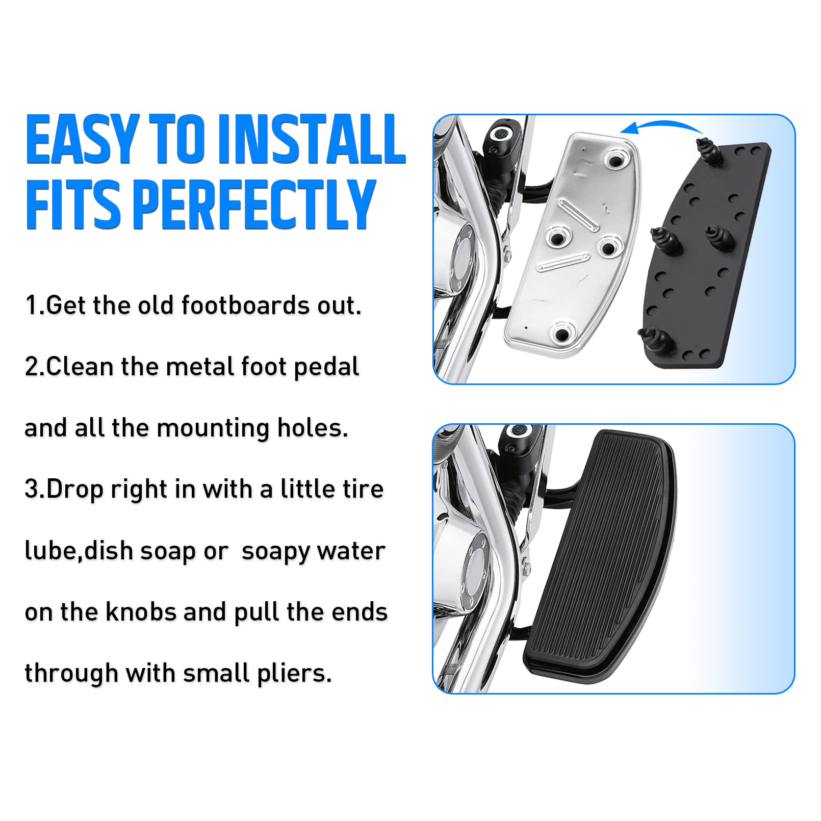 Benlari front rider footboard non-slip texture enhances footing and stability.