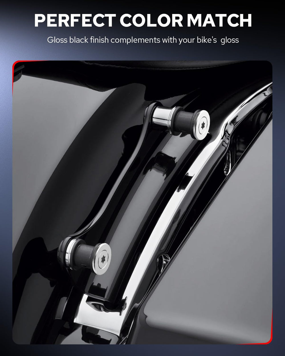 Benlari gloss black docking points for two-up rack on Harley