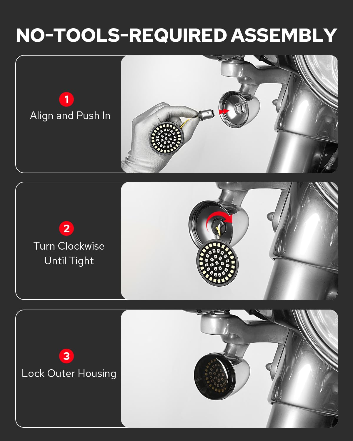 Benlari kit includes two signals and smoked lenses for Harley.