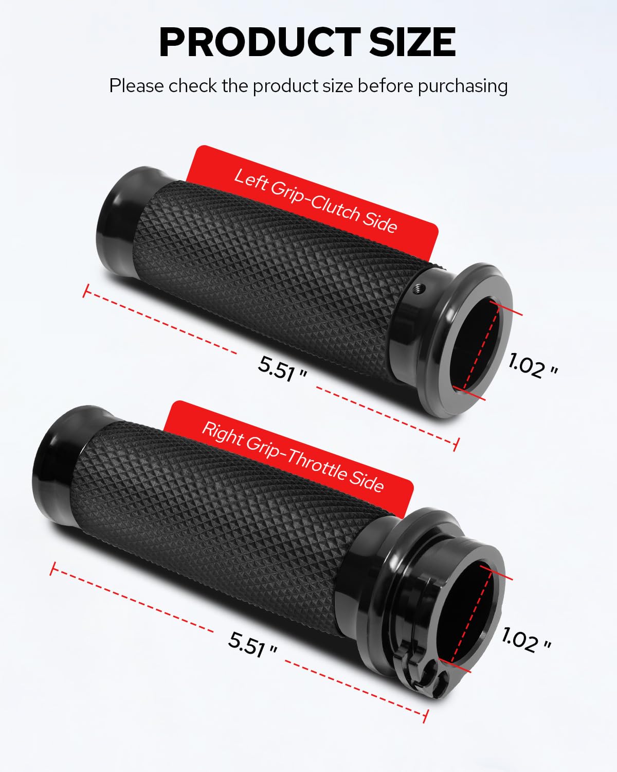 Benlari black finish grip on Harley Touring offers sleek, personalized styling.