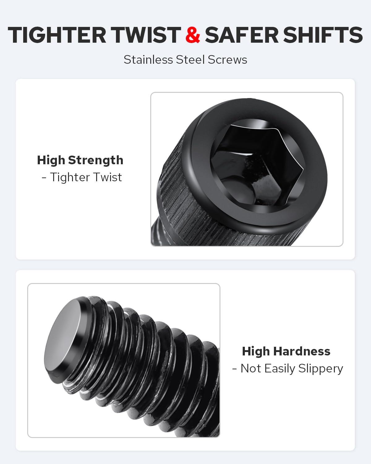 Close look at stainless screws on Benlari pegs