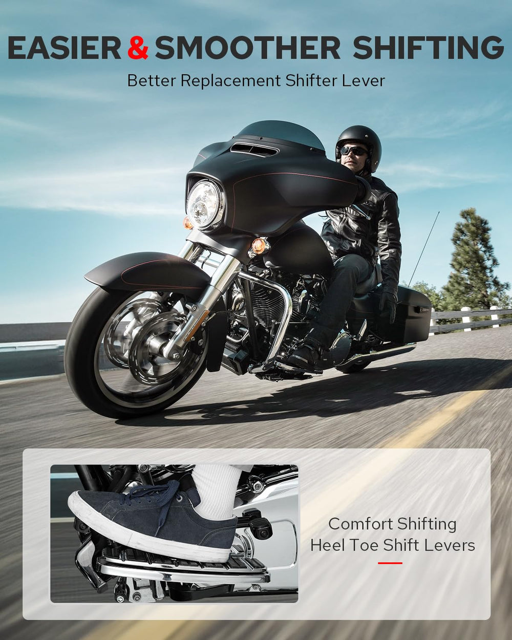 Benlari heel-toe shifter pegs for easier precision gear changes on Harley