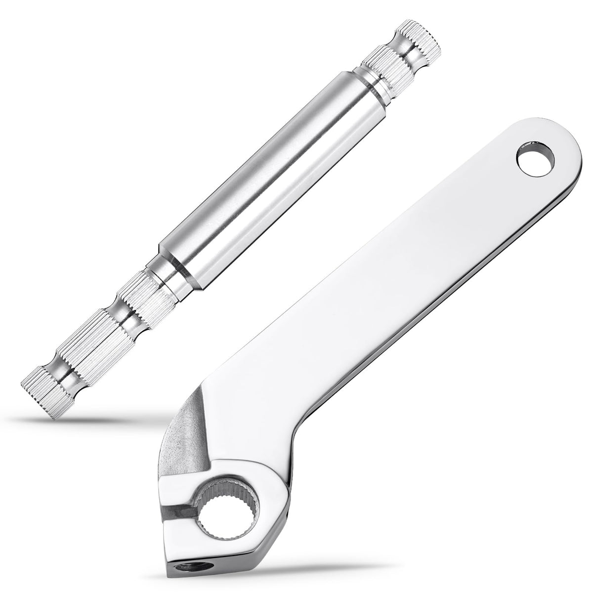 Benlari inner shifter lever shaft assembly highlights durable chrome finish for Harley Touring.