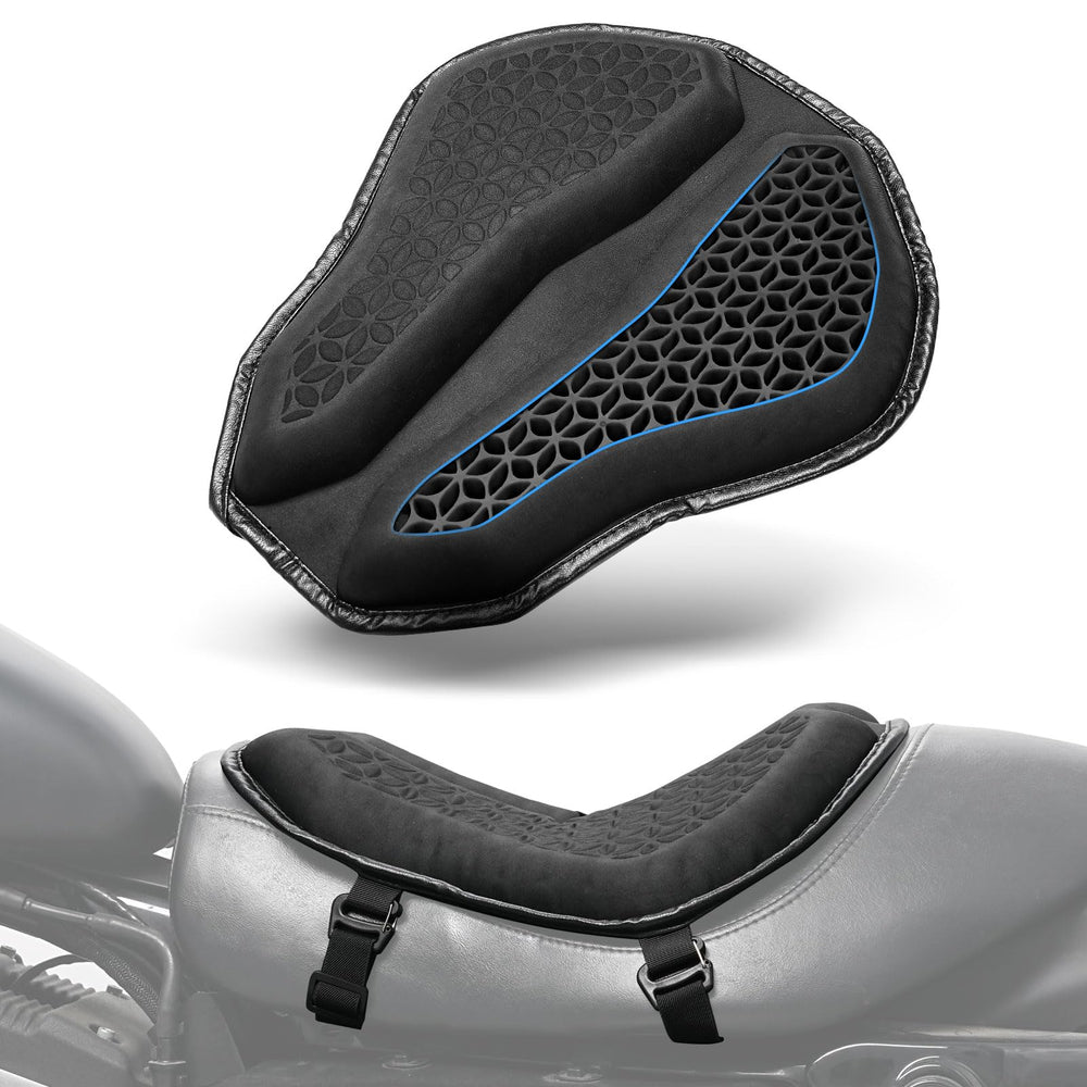 Benlari motorcycle seat cushion side profile showing ergonomic contour for comfort