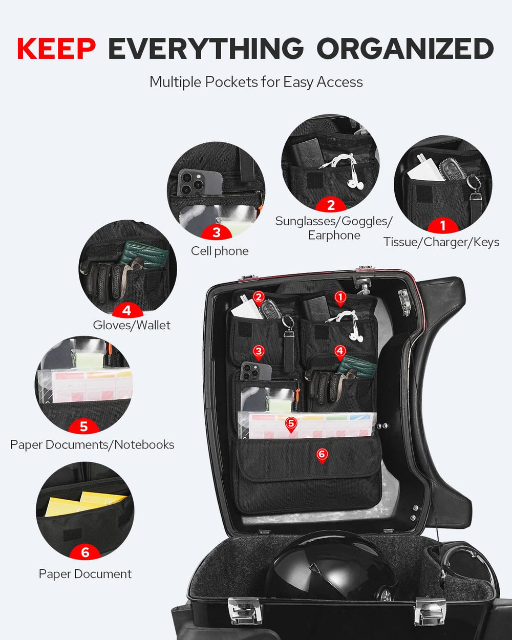 Benlari organizer offers multiple pockets to keep items organized