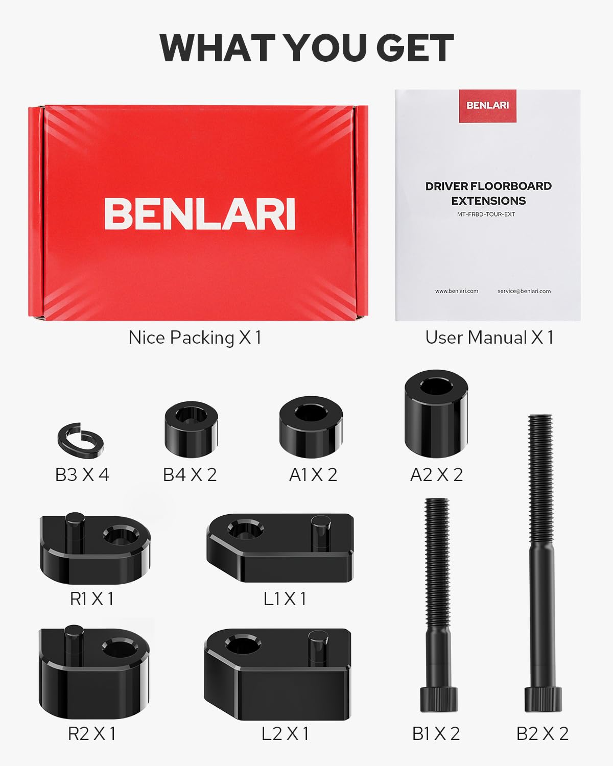 Benlari packaging includes spacer kit and instruction for easy install