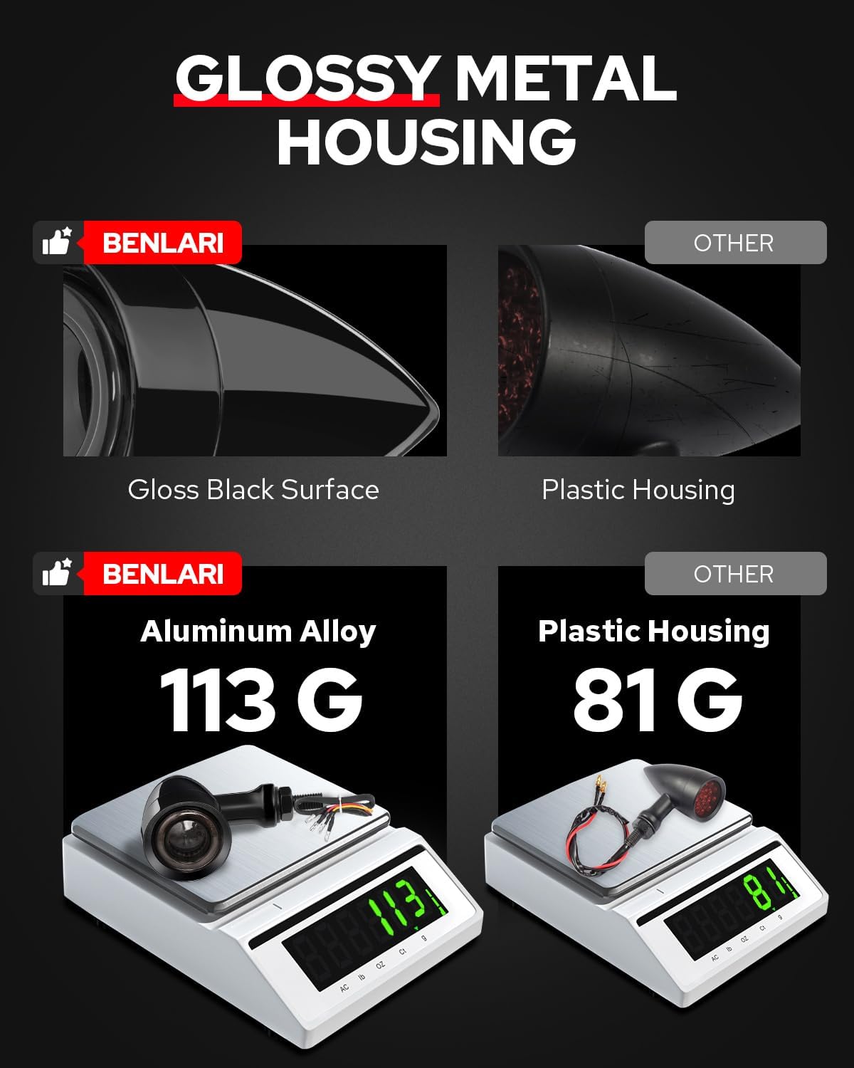 Benlari rear signal compatibility with Honda Yamaha Suzuki Kawasaki Harley