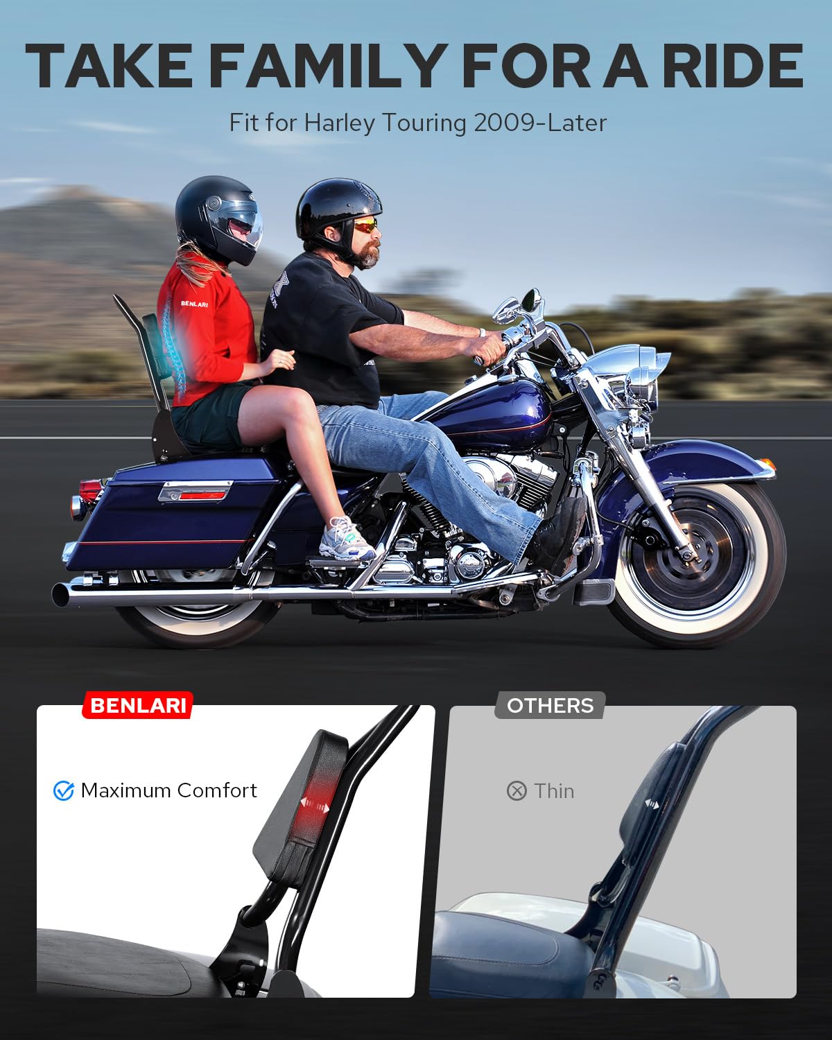 Benlari high-strength A45 steel sissy bar resists bending