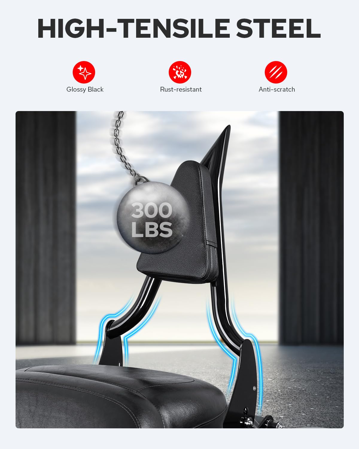 Benlari integrated-design sissy bar highlights seamless mounting and sturdiness
