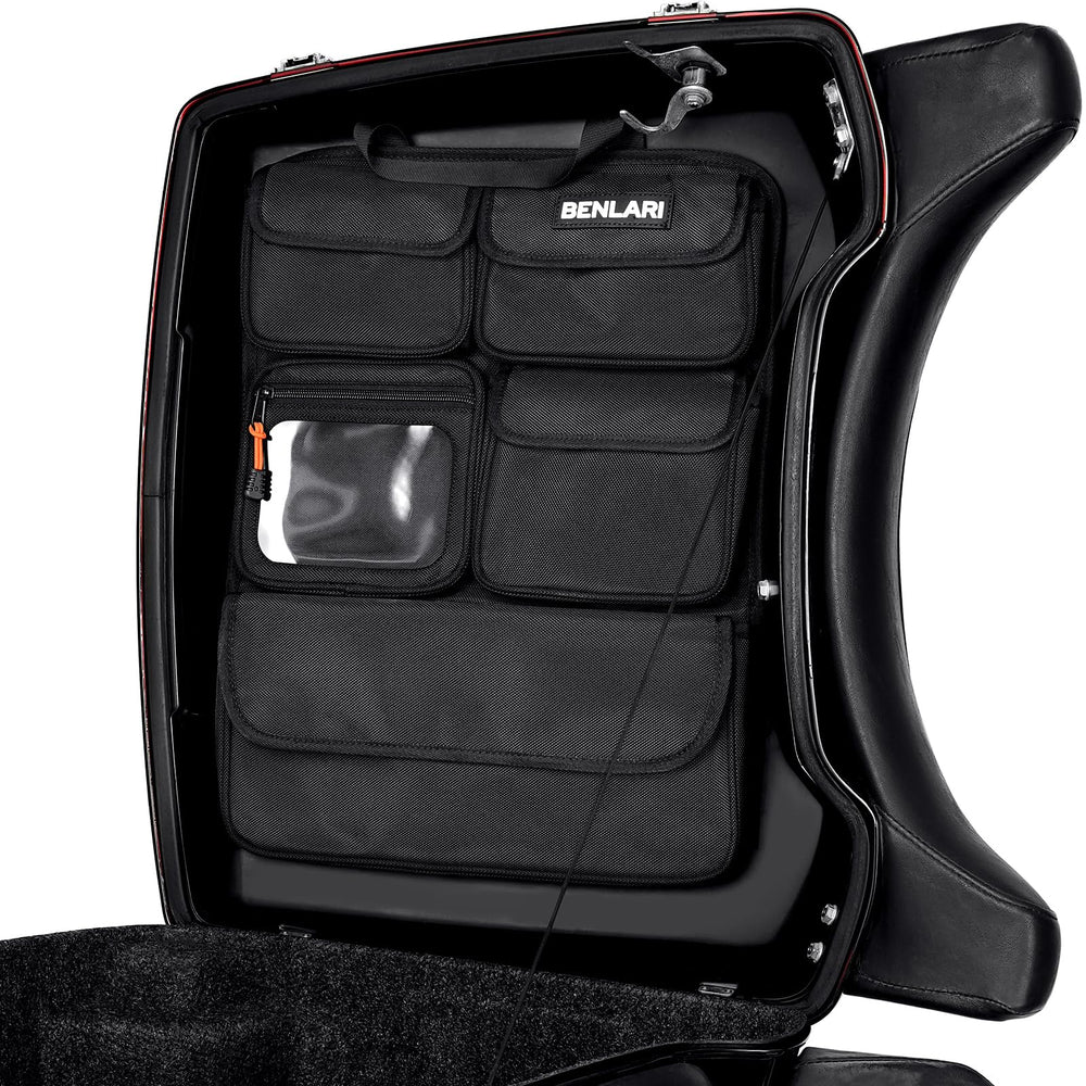 Benlari tour pack lid organizer clear pocket for quick phone access