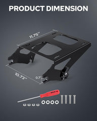 Benlari tour pack mount bracket detail shows rust-resistant steel for durable luggage support.