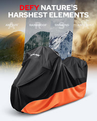 Benlari waterproof motorcycle cover rear angle protects luggage area.