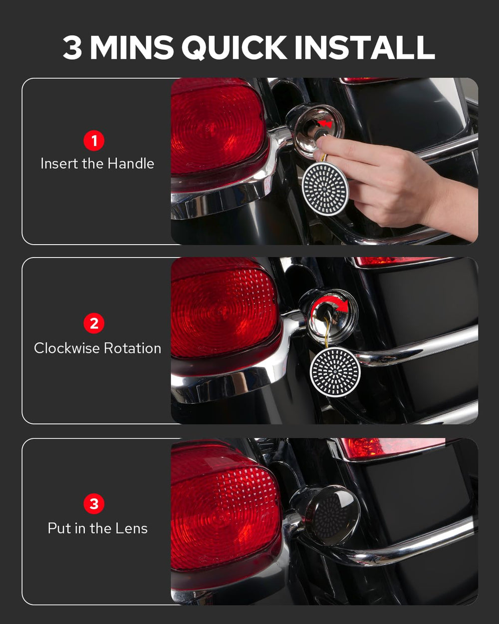 Benlari fits Harley models 1986–2024 with 2-inch bullet signals for easy upgrade.