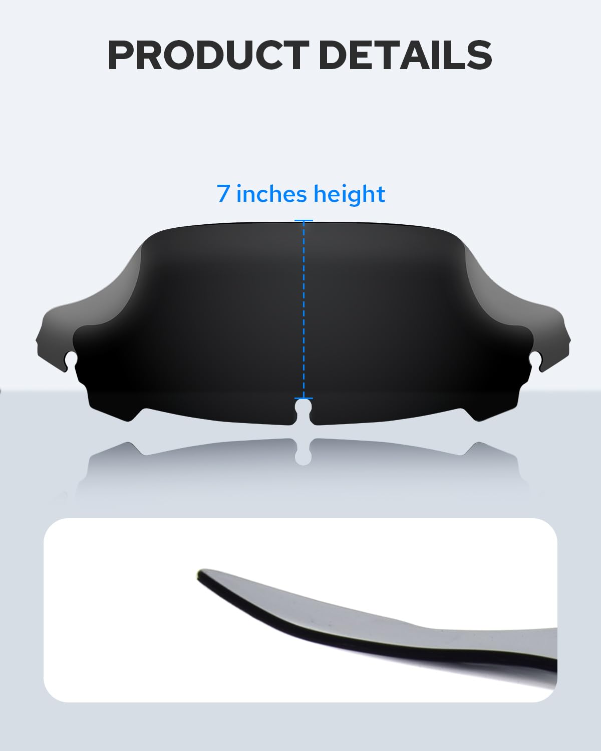 Benlari windshield 7-Inch Wave, polycarbonate durability, tough against stones and debris.