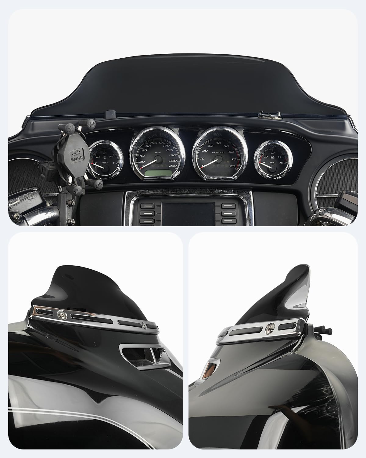 Benlari windshield 7-Inch Wave, road view, enjoy scenery with protected wind.