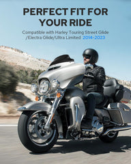 Benlari windshield 7-Inch Wave, side profile, reduces helmet buffeting and wind noise.