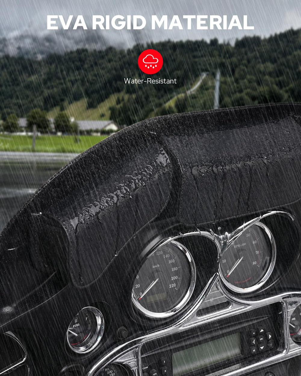 Benlari windshield bag waterproof nappa fabric protects valuables in rain.