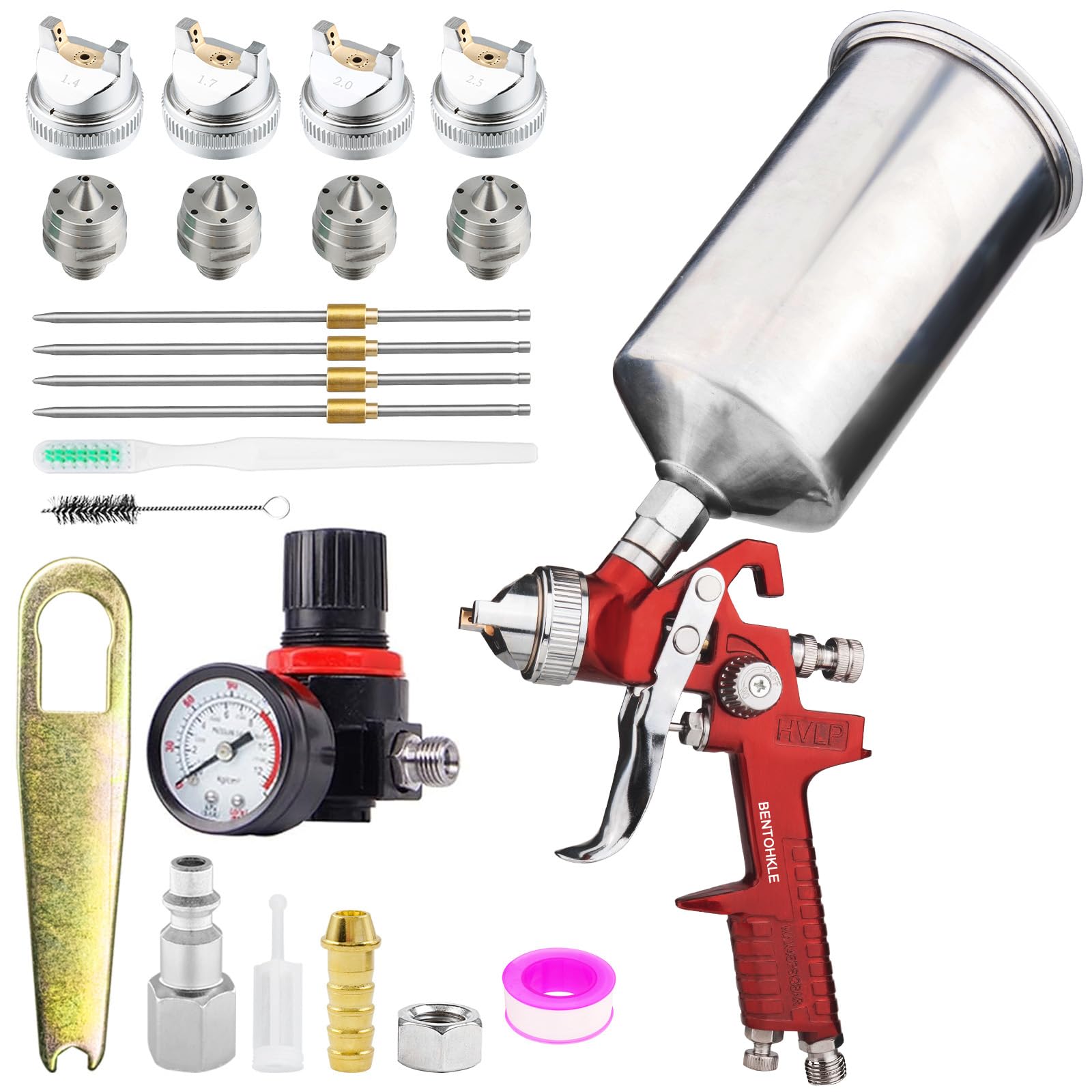 BENTOHKLE HVLP spray gun nozzle set for base coats and primers.