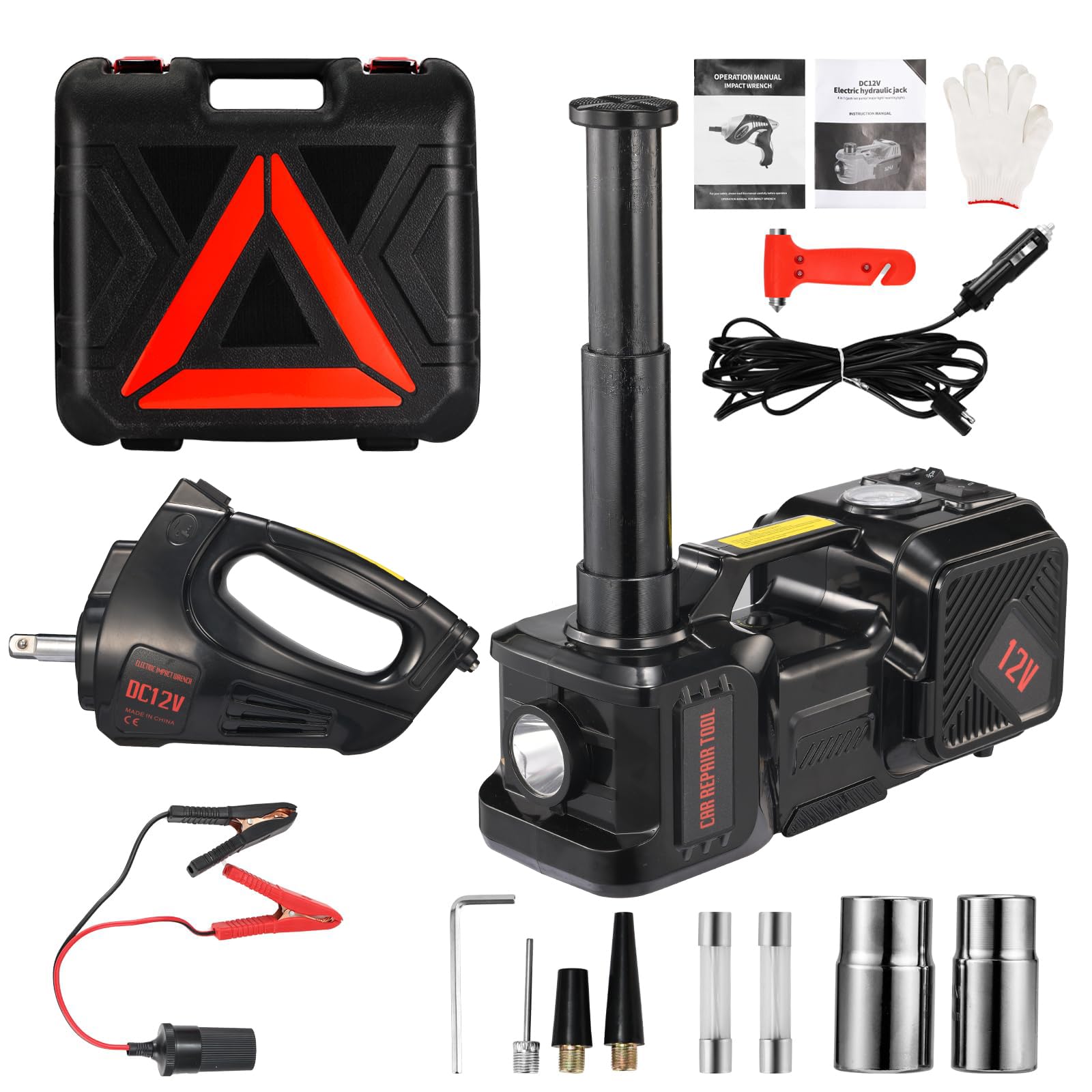 BENYAN electric car jack lifting a sedan with smooth 5-ton capacity for roadside tire changes.