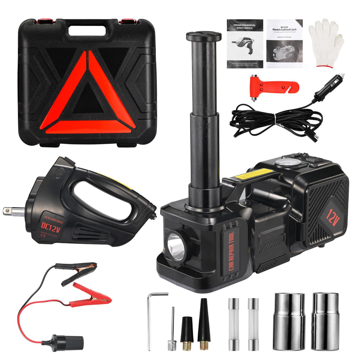 BENYAN electric car jack lifting a sedan with smooth 5-ton capacity for roadside tire changes.