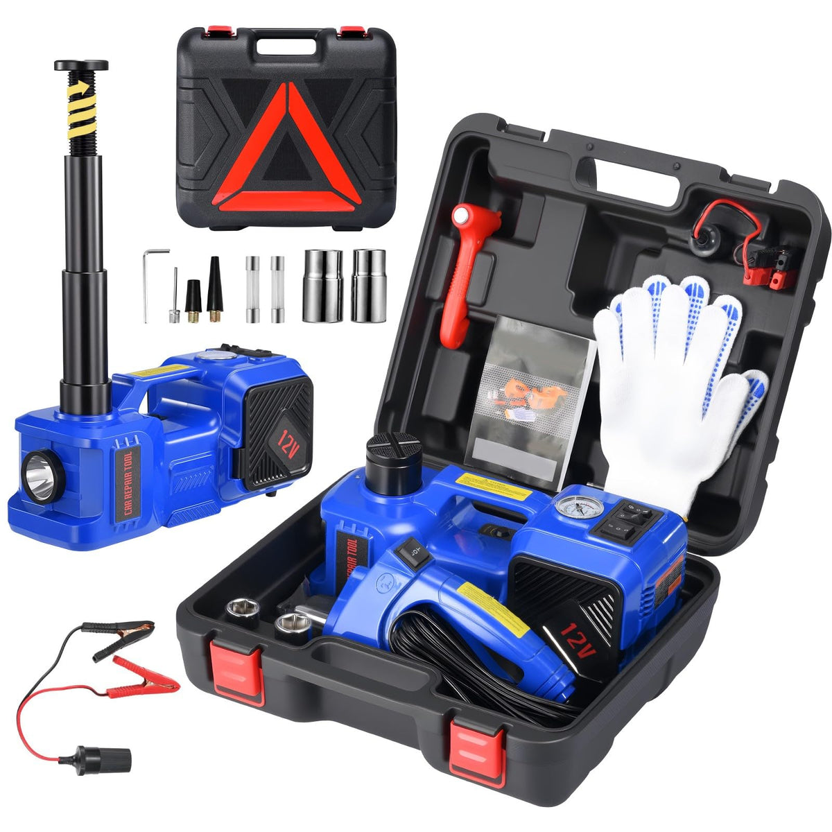 BENYAN electric car jack kit 5-ton lift demonstrates quick, stable vehicle lifting for roadside needs