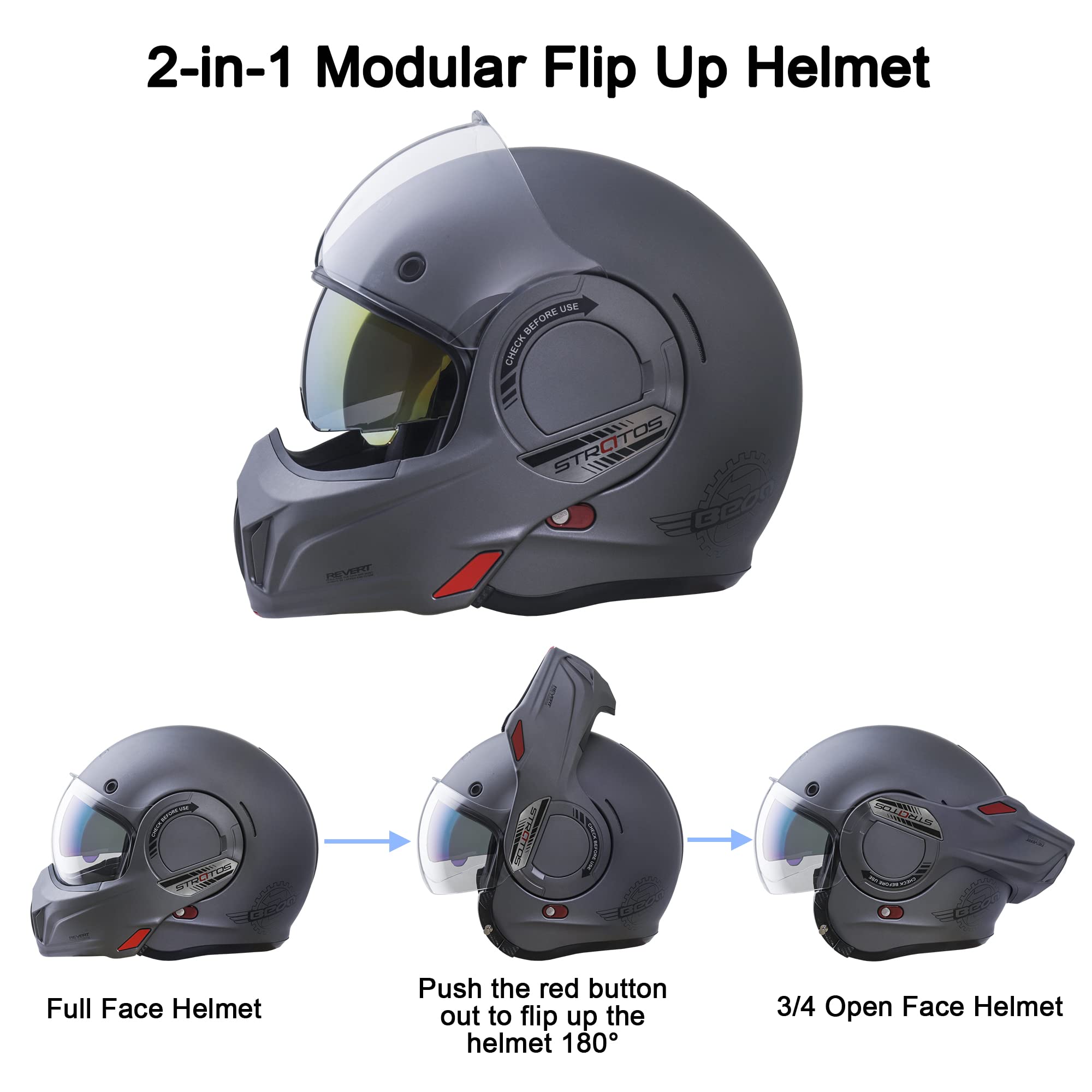 BEON dual visors with inner UV lens and outer shield for light control