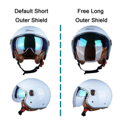 BEON Half 3/4 Face Helmet glossy white rear view showing style