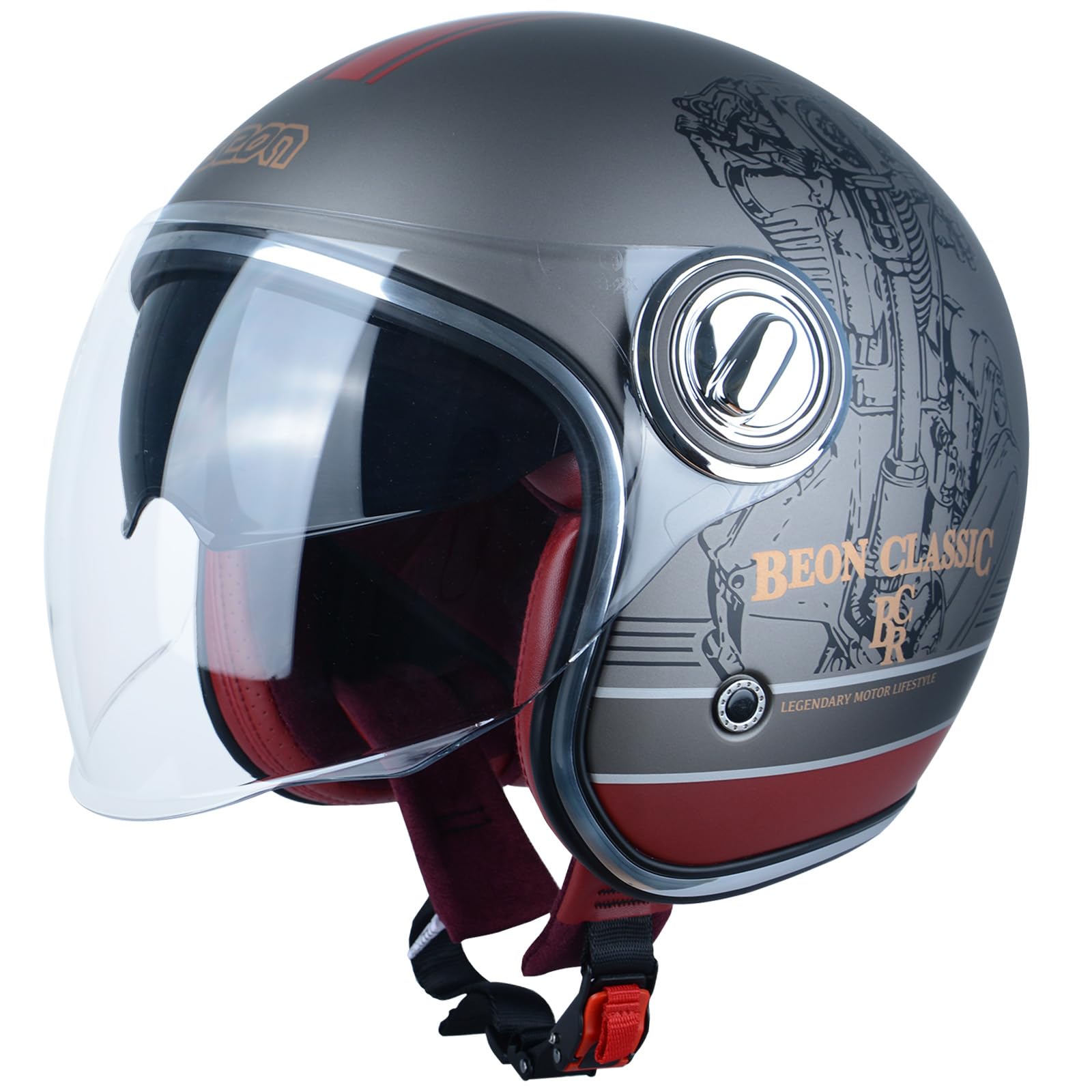 BEON open-face helmet front view with retro styling for urban rides.