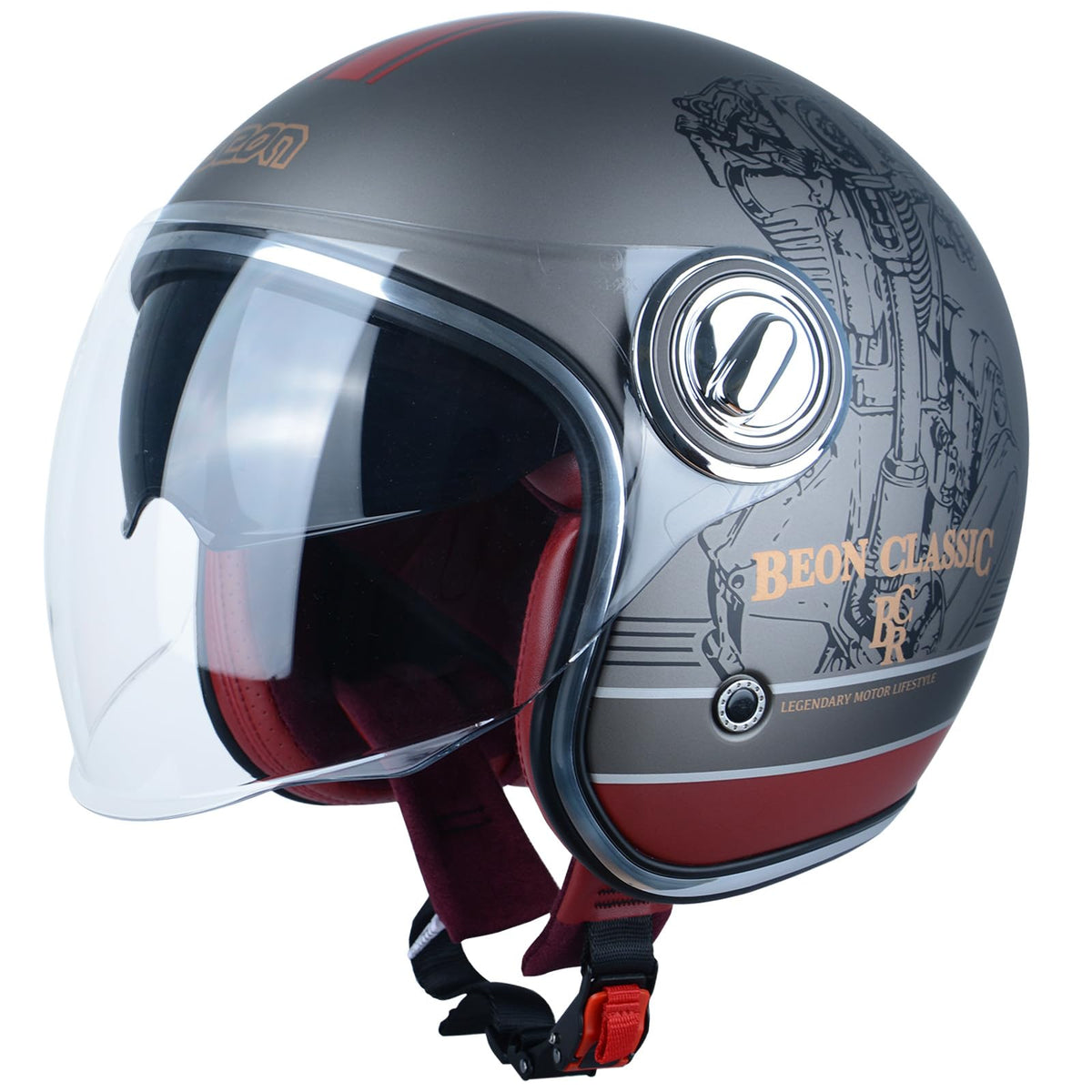 BEON open-face helmet front view with retro styling for urban rides.