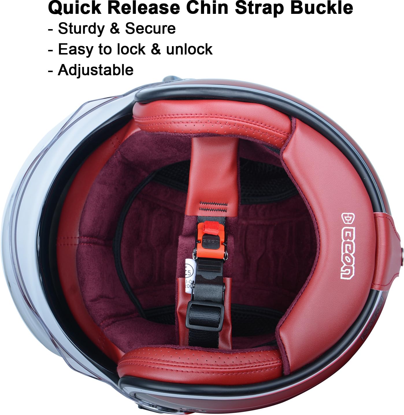 BEON open-face helmet outer scratch-resistant visor for clear vision in sunlight.