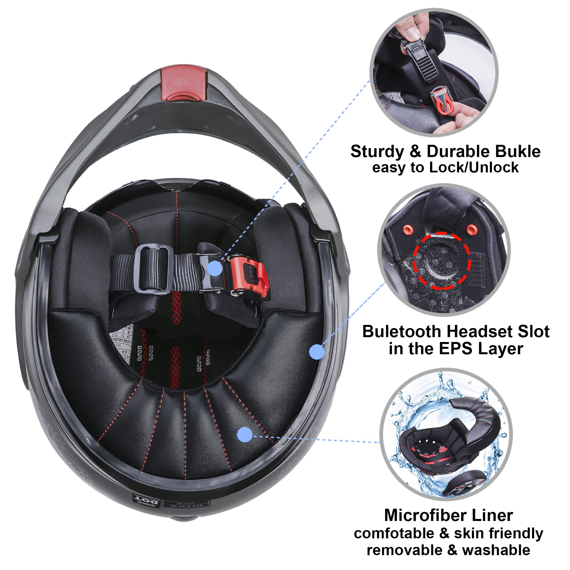 BEON removable liner and cheek pads for easy cleaning