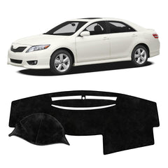 Bercicci dash cover shows dashboard fit for Camry with vent and sensor cutouts.
