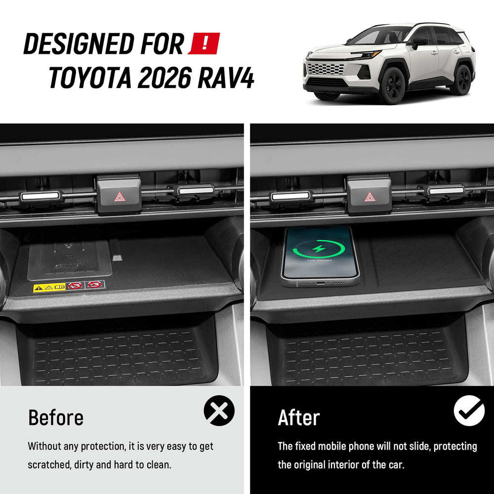 Bercicci Rav4 wireless charging pad integration preserves charging while organizing.
