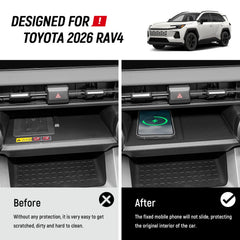 Bercicci Rav4 wireless charging pad integration preserves charging while organizing.