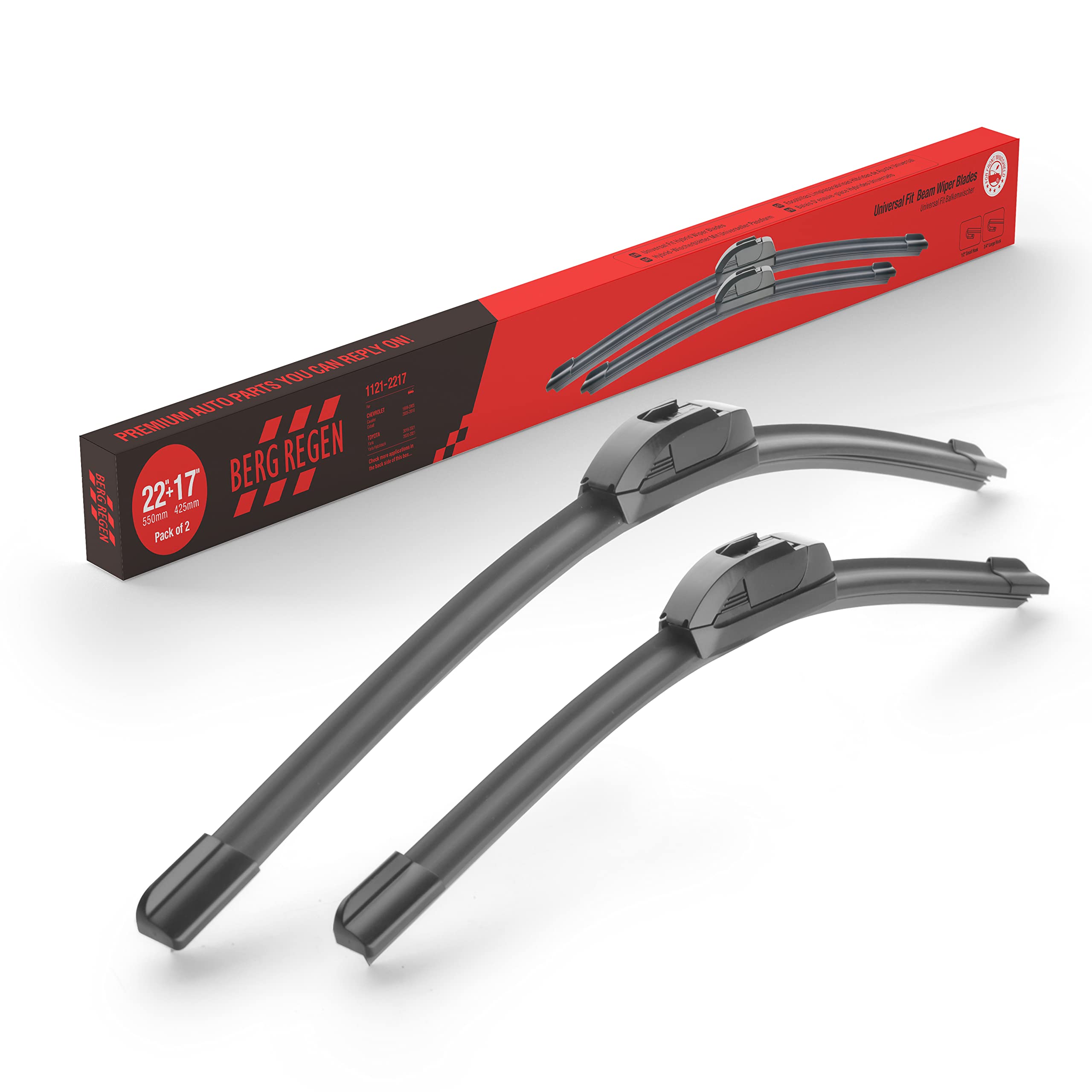 BERG REGEN 22-17 inch wiper blades set for clear, streak-free visibility in rain.