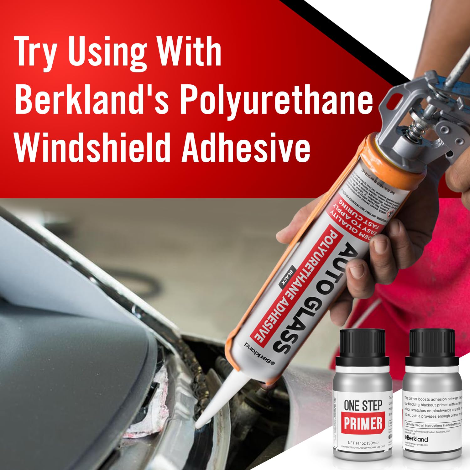Berkland windshield primer compatible with polyurethane adhesives from leading brands