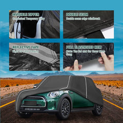 BERKSYDE Mini Cooper 2-Door windproof belt keeps cover secure in strong winds.