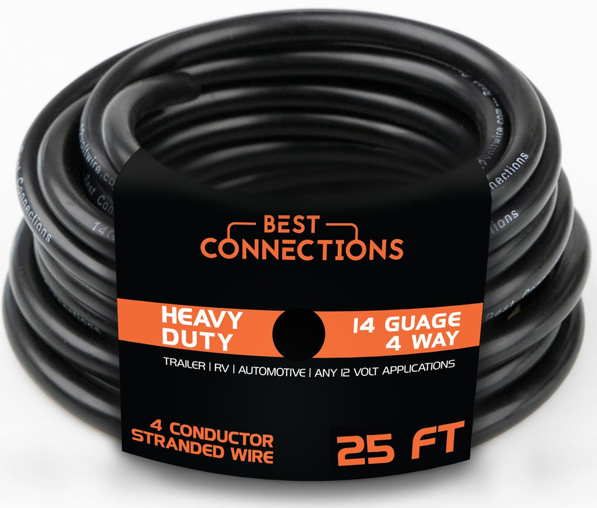 Best Connections 4Way trailer wire 25ft pack for durable towing setups.