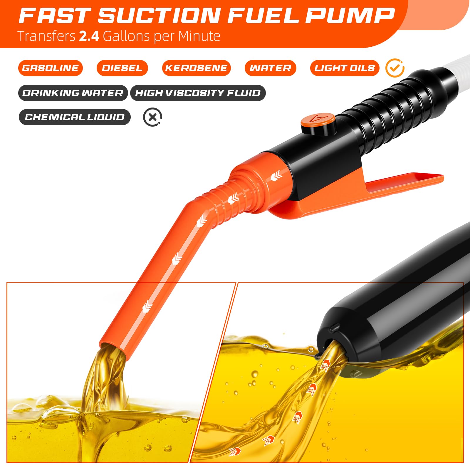 Battery-powered pump using D or AA batteries enables flexible field use.