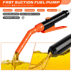 Battery-powered pump using D or AA batteries enables flexible field use.