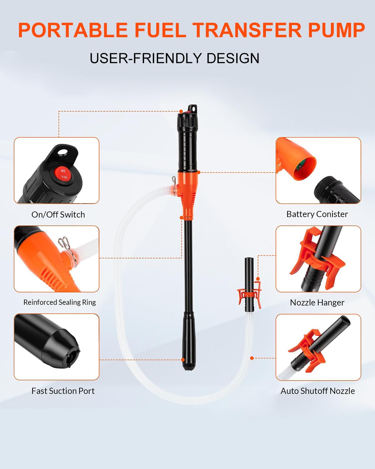BestCosy orange design makes the pump easy to spot in outdoor setups.