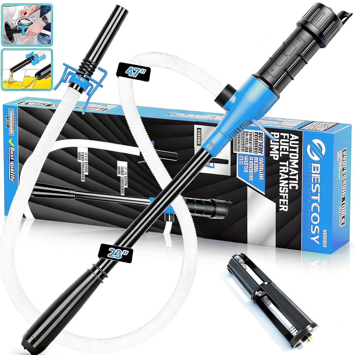 BestCosy portable transfer pump with battery powered operation for on the go fueling